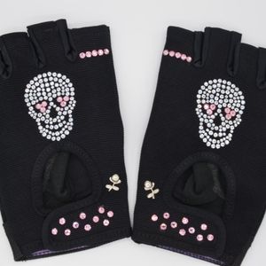 PINK SKULL 💀 SWAROVSKI EMBELLISHED EXERCISE GLOVES